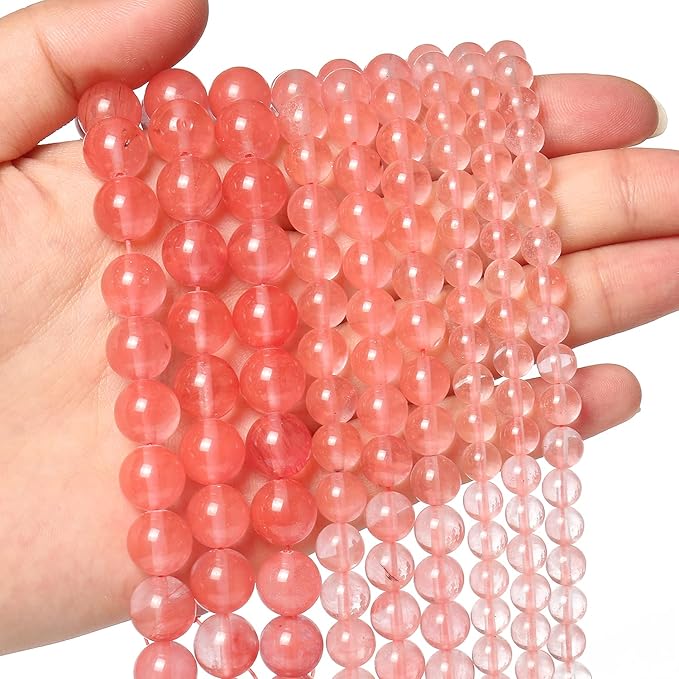 45pcs 8mm Natural Stone Beads Watermelon Crystal Beads Crystal Gemstone for Jewelry Making, DIY Bracelet Necklace
