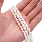 Natural Pearl Beads Rice 6-7mm White Freshwater Cultured Loose Gemstone Beads for DIY Jewelry Making 13.8''/Strand