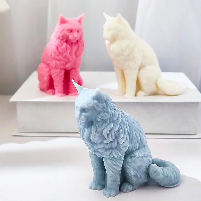 3D Cat Mold Cat Candle Mold Animal Mold Cat Resin Casting Mold Resin Making Molds Silicone Mold for Candle Home Decorate Mold Candle Making Mold 3D Animal Mold