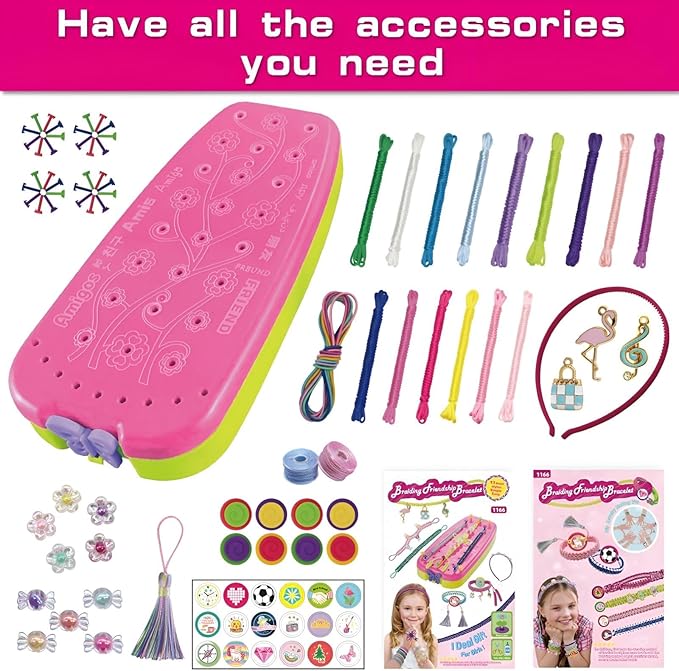 Friendship Bracelet Making Kit for Girls,Arts and Crafts for Kids Ages 8-12,String Maker Tool Gifts Toys for 6 7 8 9 10 11 12+ Year Old Girl On Christmas Birthday