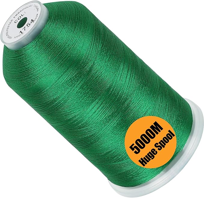 New brothread - Single Huge Spool 5000M Each Polyester Embroidery Machine Thread 40WT for Commercial and Domestic Machines - Christmas Green