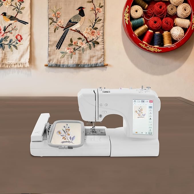45W, 100-240V Embroidery Sewing Machine, 96 Embroidery & 162 Sewing Patterns, 7 Inch LCD Screen, 100 * 235mm Max Embroidery Area,Professional Sewing Machine for Beginners
