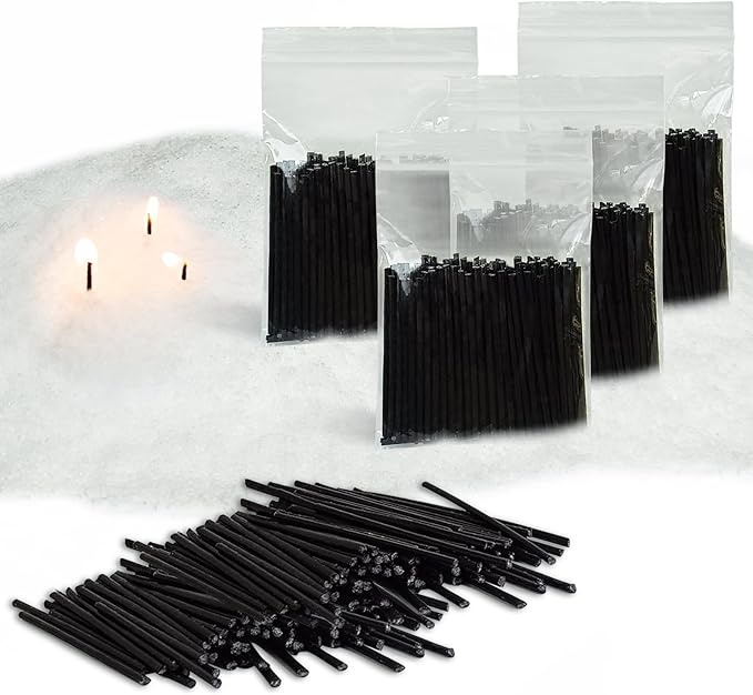 400-Pack Pearled Candle Cotton Wicks for Sand Candles Making - 2 Inch MANNYCOM Metal-Free and Lead-Free Refill Sand Wax Wick for Making DIY (Black)