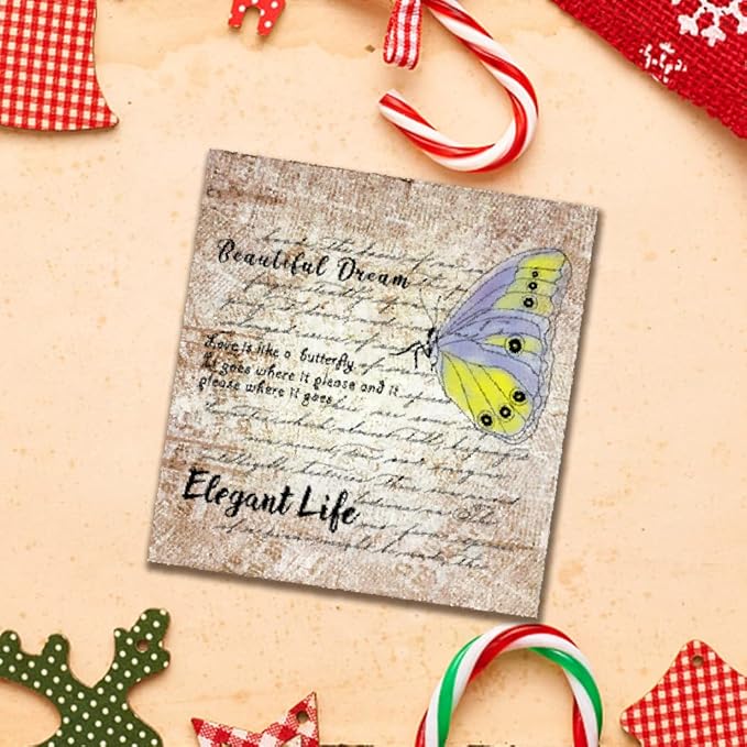 Butterfly Words Background Clear Stamps for Card Making and Journaling, Retro Butterfly Rubber Stamps Message Letters Stamps for Scrapbooking DIY Cards Album Crafts Supplies