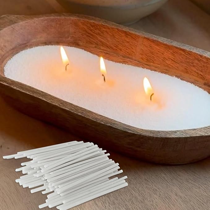 Pearled Candle Cotton Wicks 100-Pack for Sand Candles Making - 2Inch Metal-Free and Lead-Free Refill Sand Wax Wick for Candle Making DIY (White)
