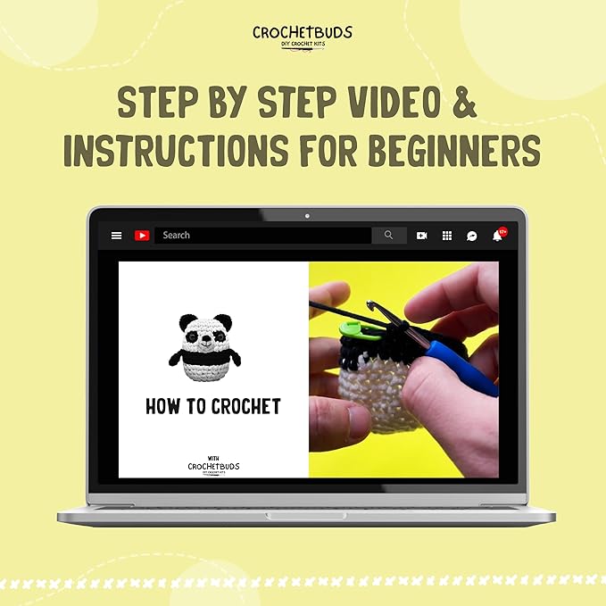 Panda Crochet Kit | For Beginners, Couples, Date Night, Kids, Adults, Anime, & Animal Lovers | DIY Gift Kit | Instructions, Yarn, Hook, Pattern, Video & Written Tutorial | Arts & Crafts For Adults