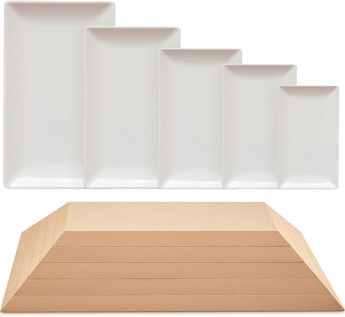 Sunnychicc 5 Pcs Ceramic Mold for Clay Wooden Pottery Clay Molds for Pottery Ceramic Plate for Slump Tools for Handbuilding Craft(Rectangle,5x8-8.1x13.98)