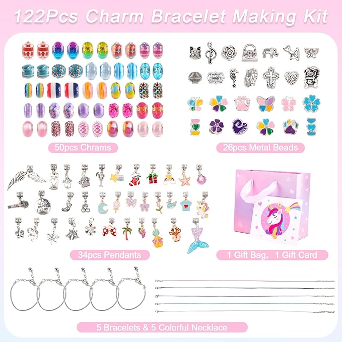Sofier Bracelet Making Kit for Girls DIY Beads Charms Set Teen Girl Gifts for Birthday Christmas Arts and Crafts Kit with Portable Organizer Box