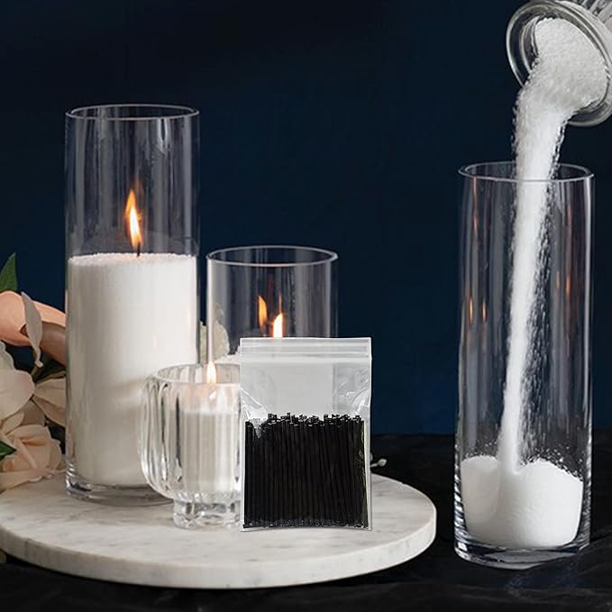 2" Black Cotton Candle Wicks 400 Pack – Metal-Free & Lead-Free for Pearled Candles Sand Wax Extra Refill, DIY Candle Making