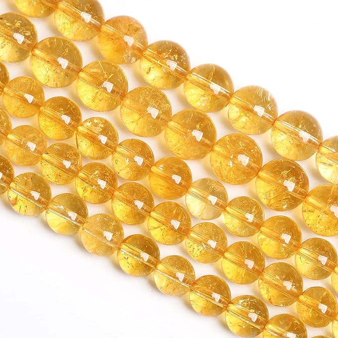 160PCS 4MM Natural Citrine Yellow Quartz Crystal Round Spacer Loose Beads for Jewelry Making DIY Bracelet Necklace