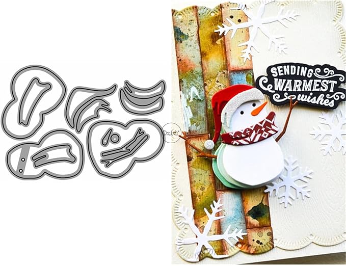 DzIxY Patchwork Christmas Snowman Metal Cutting Dies for Card Making Kit Embossing Paper Die Cuts Set Scrapbook Stencils Supplies Machine Templates