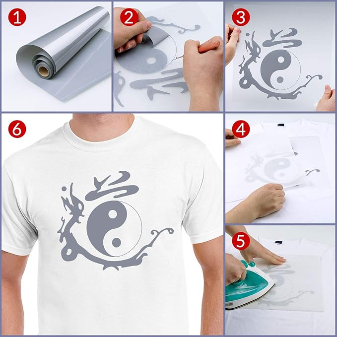 HTV Silver Heat Transfer Vinyl Rolls 12 Inch by 5 feet Roll Iron on DIY for T-Shirt Easy to Cut & Weed for Heat Vinyl Design Glossy (5Ft, Silver)