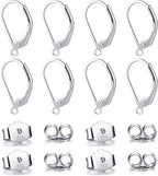 925 Sterling Silver Leverback French Hooks - Hypoallergenic Earring Backs With Jump Rings Set - Dangle Hooks Sterling Silver Findings Supplies for Jewelry Making