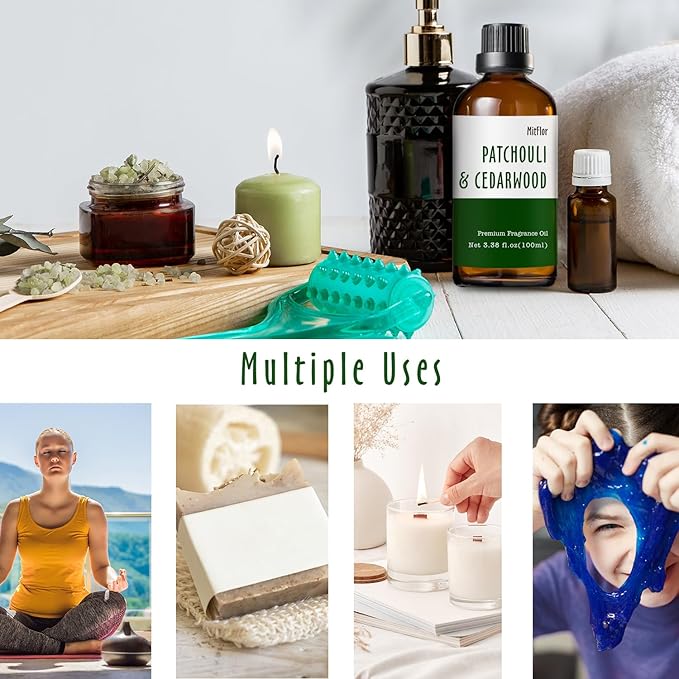 Patchouli & Cedarwood Fragrance Oil, Large Size Premium Fragrance Oil for Soap & Candle Making, MitFlor Single Scented Oil for Diffuser,Masculine Home Fragrance