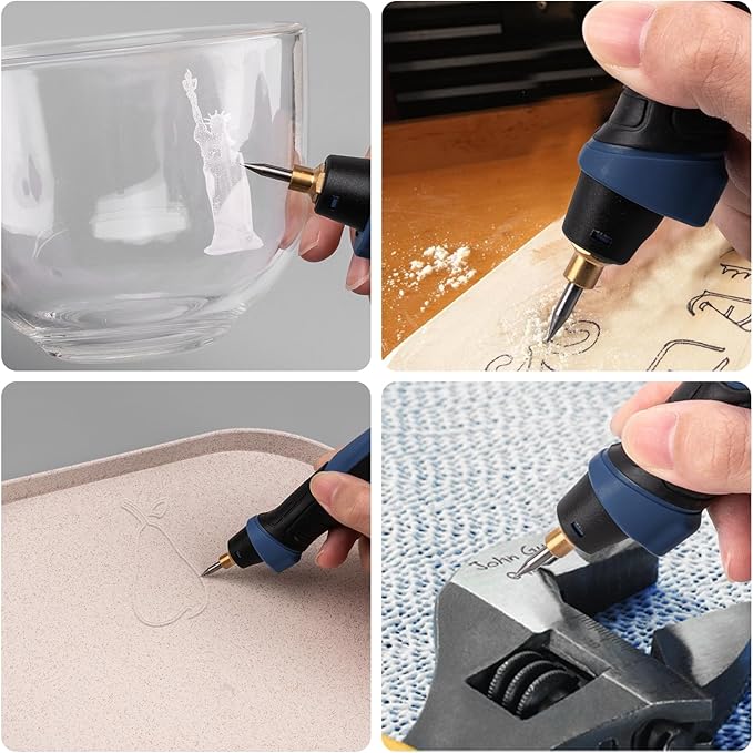 25W Engraving Pen, 6 Speed Power Engraving Tool, Handheld Engraver Pen with Tungsten Carbide Steel Bits for Wood Metal Glass Professional Etching Tool