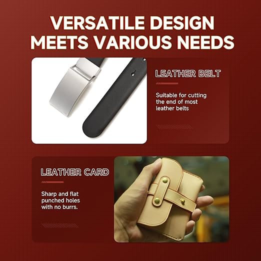 7Pcs Leather Craft Tools Precision Arc-Shaped Half Round Punch Set & Edge Cutters for Belt, Wallet, and Bag Making (Sizes from 10mm to 40mm)