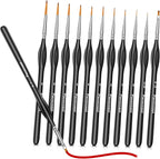 12PC Miniature Brushes, Pacocoast Detail Paint Brushes Set for Fine Detailing & Art Painting, Small Tiny Paint Brush Perfect for Acrylic, Paint by Number, Figurine, Craft, Models (Silver, Black)