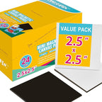 AUREUO Mini Magnetic Canvas Panel 2.5x2.5 Inch / 24 Pack - Small Square Flat Canvas Board with Magnet Back Art Gift Set Bulk Pack Tiny Thin Canvases for Acrylic Painting & Craft