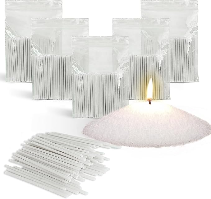 Pearled Candle Cotton Wicks 500-Pack for Sand Candles Making - 2Inch Metal-Free and Lead-Free Refill Sand Wax Wick for Candle Making DIY (White)