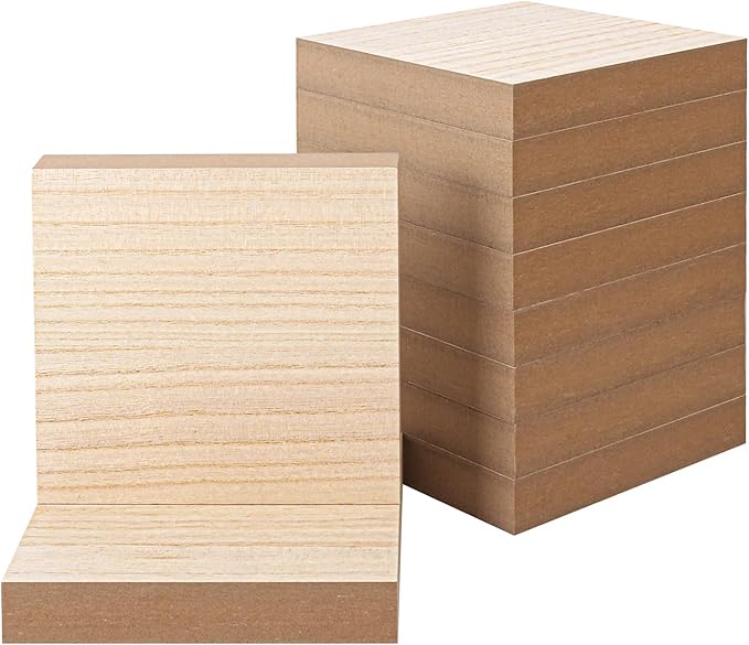 10 Pack Unfinished MDF Wood Squares Blocks, 5.9 x 5.9 Inch Wooden Blocks for Crafts, DIY Projects, and Custom Decor