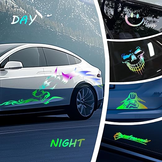 Glow in The Dark Vinyl 12" x 6 ft Permanent Adhesive Vinyl Holographic Iridescent Vinyl Opal White Glow Green for Wrap, Stickers, Decal, Lettering, DIY Crafts Decor