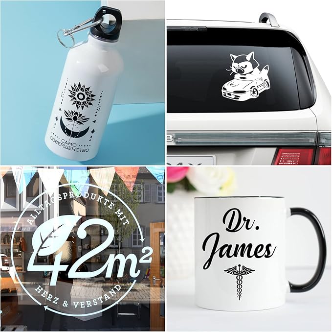 Matte Black Permanent Vinyl, 12" x 12 FT Vinyl with Cricut Cutting Machine - Lya Vinyl Matte Black Adhesive Roll for Mug, Cup, Window & Home Decal