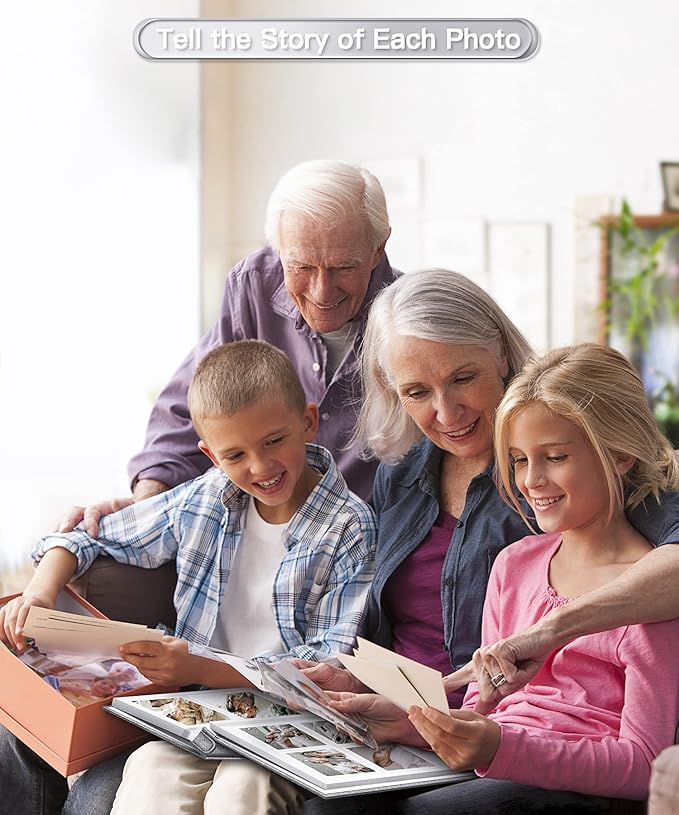 Popotop Photo Album Self Adhesive Scrapbook Album for 4x6 5x7 8x10 Pictures DIY Photo Book as Scrapbooking Supplies Kits, Birthday Gifts for Women Mom Wedding Baby Family Travel