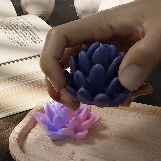 9 Pack Flower Succulent Candle Mold Resin Casting Silicone Molds for Home Decor & Candle Making Wave Spiral Mold