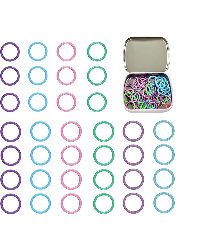Wonafa 50Pcs Round Metal Stitch Markers,Metal Colorful Crochet Stitch Markers,with Storage Box for Crocheting Clothing Tag DIY Craft Project (Orbicular-50Pcs)