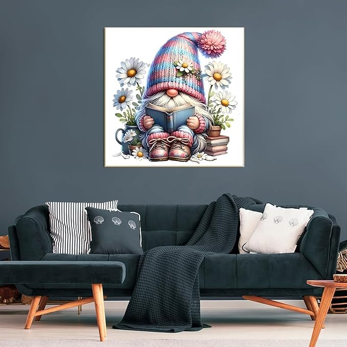 Gnome Cross Stitch Kits for Beginners Adults, Patterns Dimensions Needlepoint Art Crafts,Counted Cross Stitch Kits Embroidery Kits for Beginners Adults for Home Decor 13.8x13.8 inch