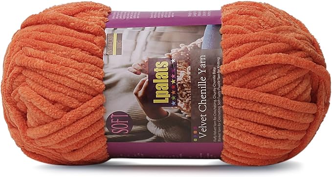 Chunky Chenille Yarn for Crocheting - 100g/3.5oz Baby Blanket Yarn for Crocheting Soft - 87 Yards Fluffy Thick Plush Yarns for Knitting Blankets Amigurumi (1, Orange)