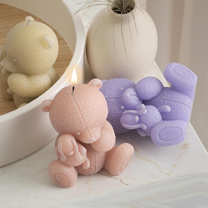 Suture Bear Doll Bear Candle Animal Resin Casting Making Molds Silicone Mold for Candle Home Decorate Candle Making 3D Animal Mold