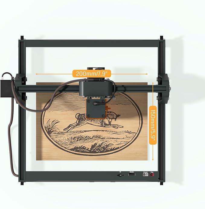 Genmitsu Laser Engraver Machine Kortek 5W, Desktop Laser Cutter, ±0.01mm High Precision, Wireless APP Supported, Portable Laser Engraving Machine for DIY Wood, Acrylic, Leather, Glass, Metal, Fiber