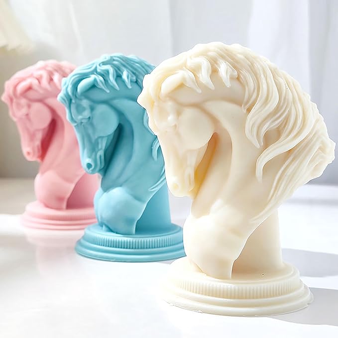 Horse Head Molds Horse Candle Resin Mold - Resin Casting Silicone Molds for Home Decor & Candle Making Wave Spiral Mold