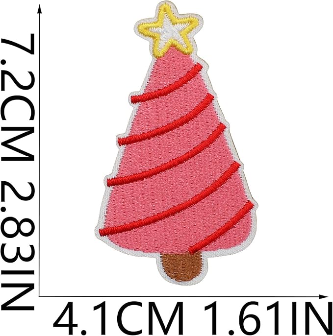 Christmas Tree Iron on Patches 12Pcs Chenille Embroidery Sew on Stickers Applique for DIY Crafts T Shirt Clothing Jackets Backpacks Jeans Party Decorations Accessories