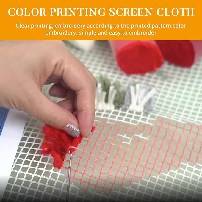 kingsea Latch Hook Kit for Adults, DIY Crochet Yarn Rug with Pattern Printed Latch Hook Rug Kit for Teen, Latch Hook Kit for Beginners - Cat and Flower, 20in x 15in