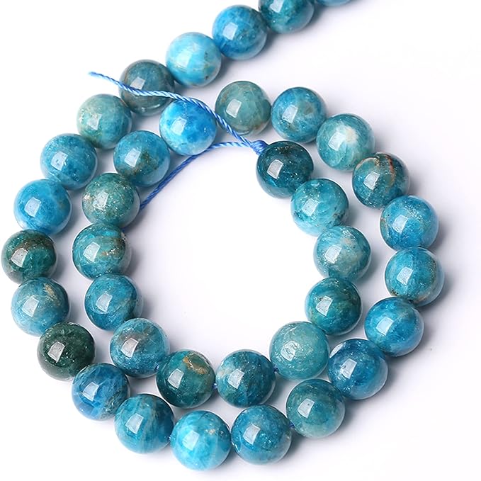8MM 46PCS Natural Stone Blue Apatite A Grade Loose Beads for Jewelry Making DIY Bracelet