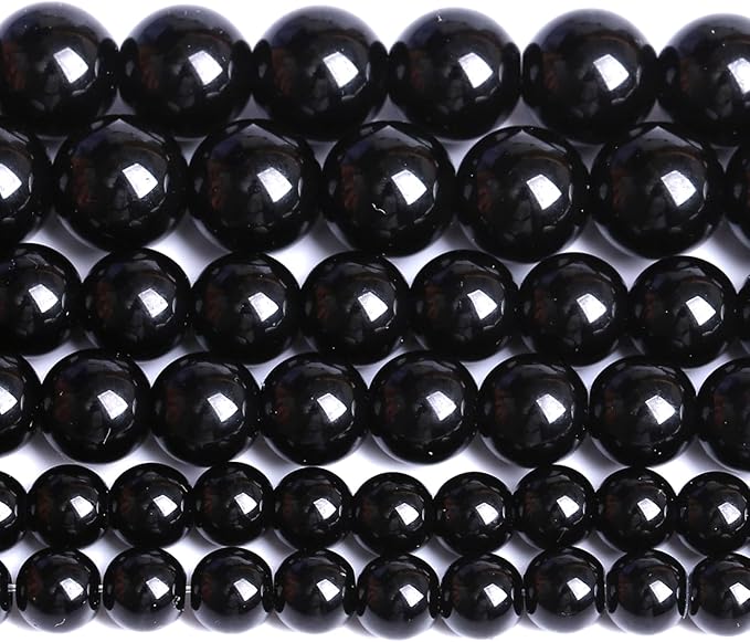 4MM Natural Black Agate Gemstone Beads Round Loose Stone Beads for Jewelry and Bracelets Making 180pcs 2 Strands 32"