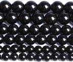 4MM Natural Black Agate Gemstone Beads Round Loose Stone Beads for Jewelry and Bracelets Making 180pcs 2 Strands 32"