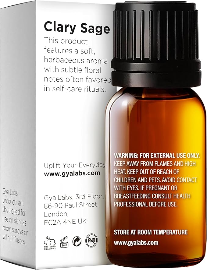 Gya Labs Clary Sage Essential Oil - 0.34 Fl Oz - for Hair, Skin, Diffuser, Aromatherapy & DIY Candle Making Scent