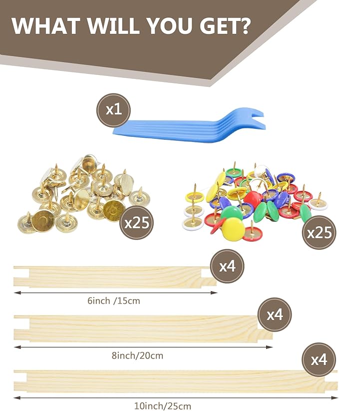 12-Piece of Wooden Canvas Stretcher Bars - 3 Sizes for Seamless Needlepoint Creations, with Tacks, Serving as Prime Stretcher Bars for Needlework Projects, Embroidery Stitch Frame Set(6,8,10 Inch)