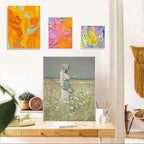 CONDA Stretched Canvas Painting, 20 Multi Pack 4x4, 5x7, 8x10, 9x12, 11x14 Inches (4 of Each) with 20 Pcs Display Brackets, Primed, 100% Cotton, Value Bulk Pack for Oil & Acrylic Painting