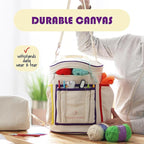 Hearth & Harbor Crochet Bag Organizer – Durable Knitting Bag, Yarn Organizer for Crochet Accessories and Supplies, Canvas Yarn Bag, Crochet Organizer with Accessories Case, Yarn Storage Organizer