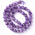 12MM 32PCS Purple Amethyst Dream Lace Beads Natural Quartz Crystal Stone Loose Beads for Jewelry Making DIY Bracelet Grade A+ 15 inches Strand
