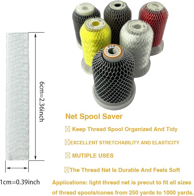 100pcs Thread Net Spool Saver for Different Sizes of Embroidery Sewing Quilting and Serger Thread Spools/Cones (6x1CM)