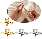 YUXIANLB 4pcs Knitting Crochet Loop Ring for Fingers Metal Open Yarn Guide Crochet Rings Adjustable Braided Faster Knitting Thimbles Holders Accessories for Crochet Mother Grandma Gifts (Gold Silver)