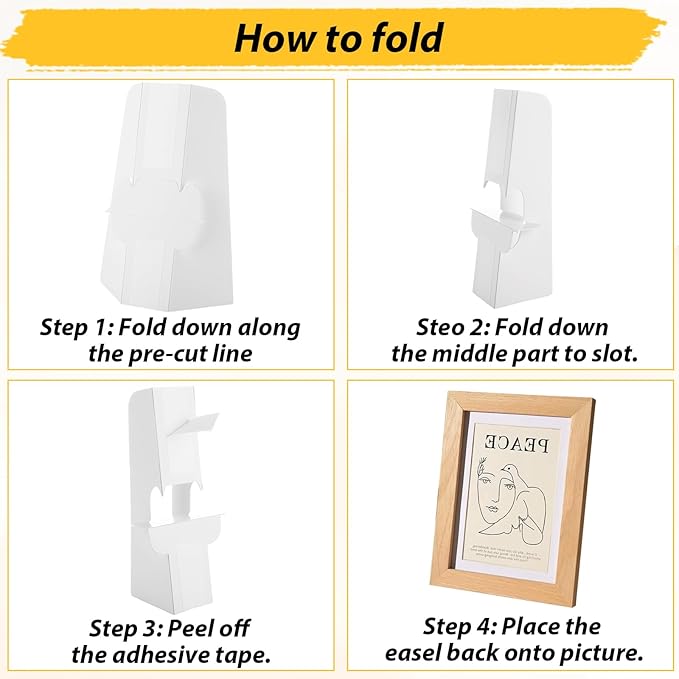 100 Pack 9 Inch Self Stick Cardboard Easel Backs Adhesive Easel Stand Back, Picture Frame and Art Stand for Painting, Photos, Artwork, Crafts