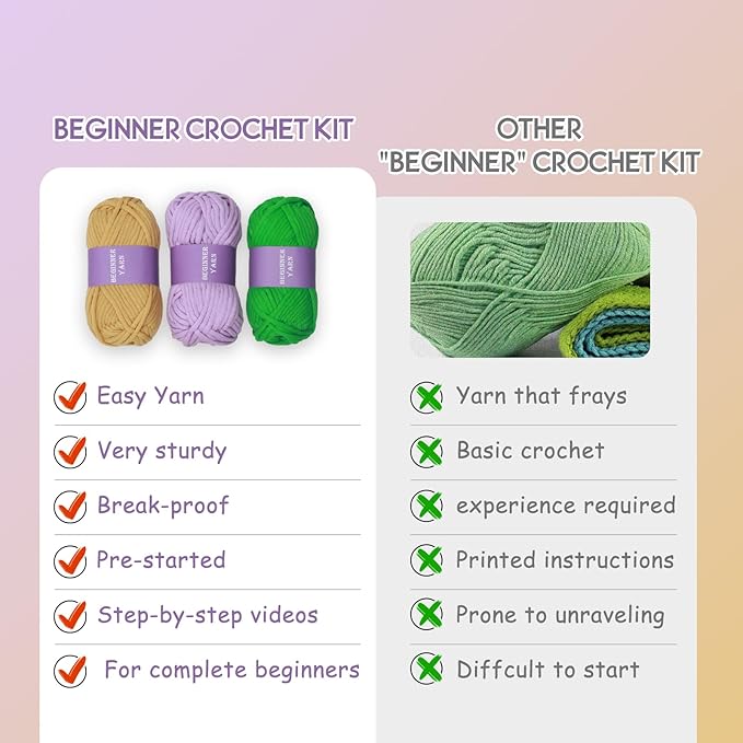 CrocYarn Crochet Kit for Beginners - Knitting Kit for Adults | Learn to Crochet Animals Frog Octopus Cow with Step-by-Step Video Tutorials
