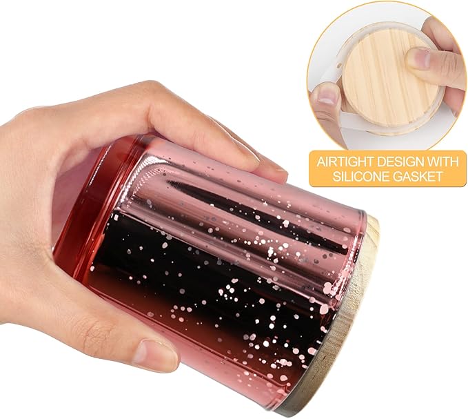 Thick Candle Jars for Making Candles 16 Pcs, 7 OZ Empty Jars with Wood Lids for Candle Making, Sample Container, Rose Pink