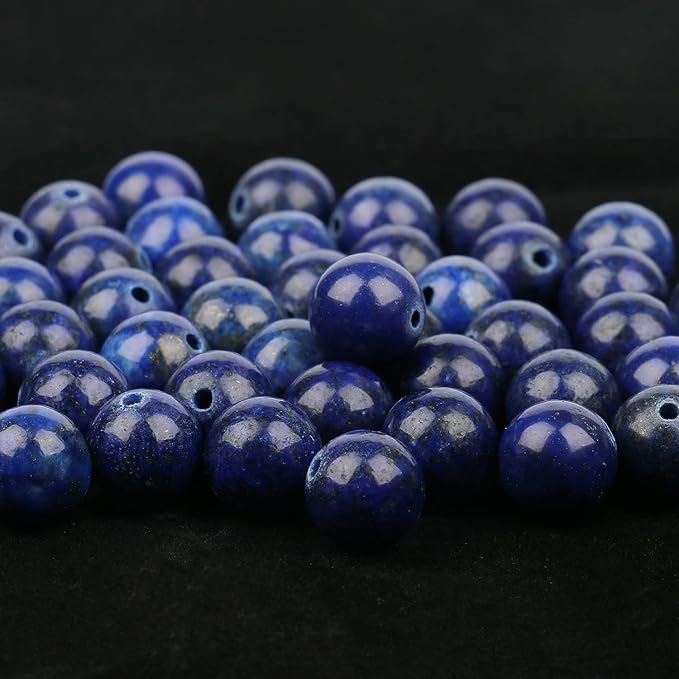 Xilitata 60pcs 6mm Lapis Lazuli Round Blue Beads for Jewelry Making